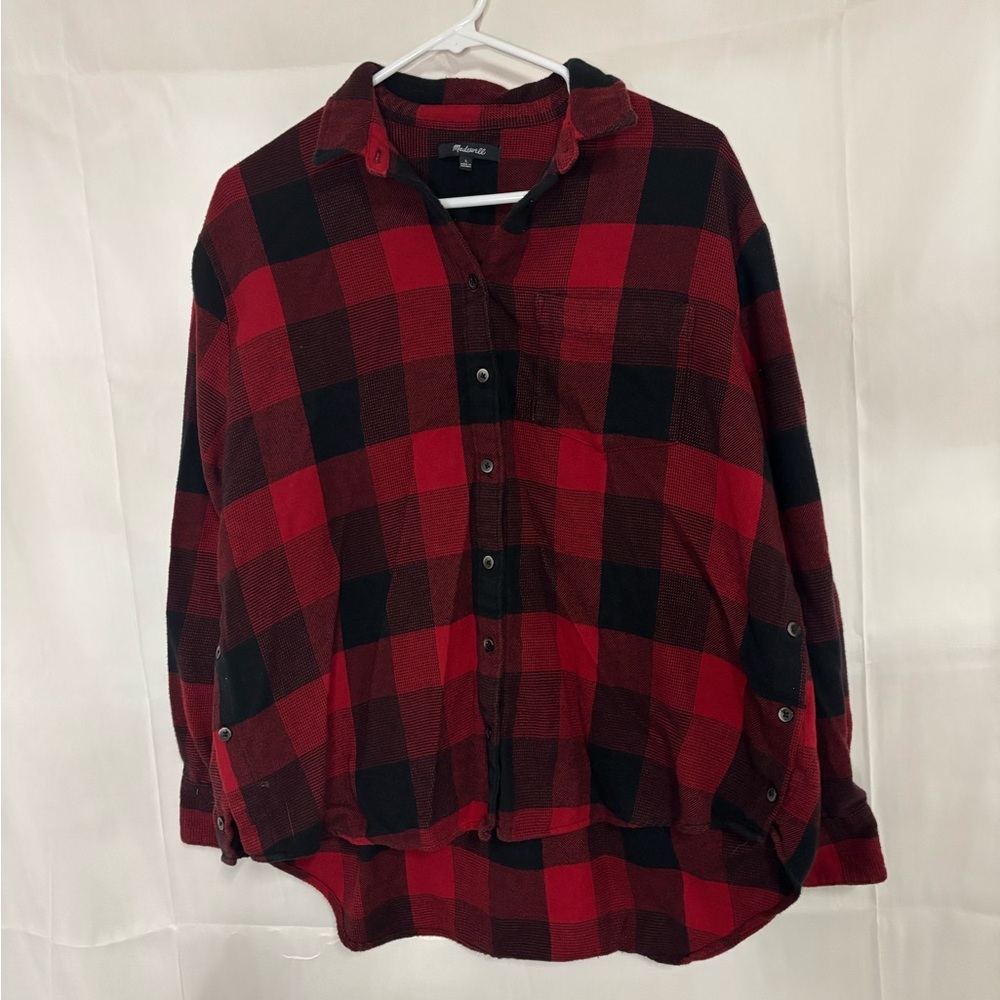 Madewell Red and Black Plaid Button-Down Shirt